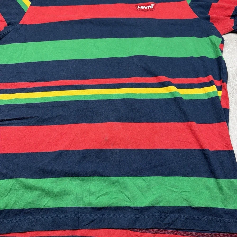 Levi's Multi-Color Striped Men's Large T-Shirt Y2K Blue Red Green Yellow